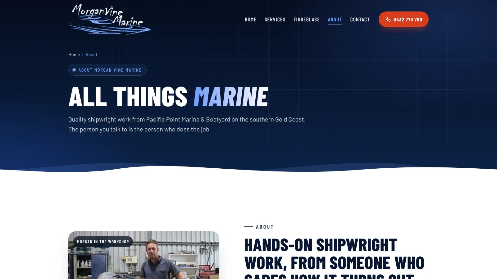 About page introducing Morgan and the workshop