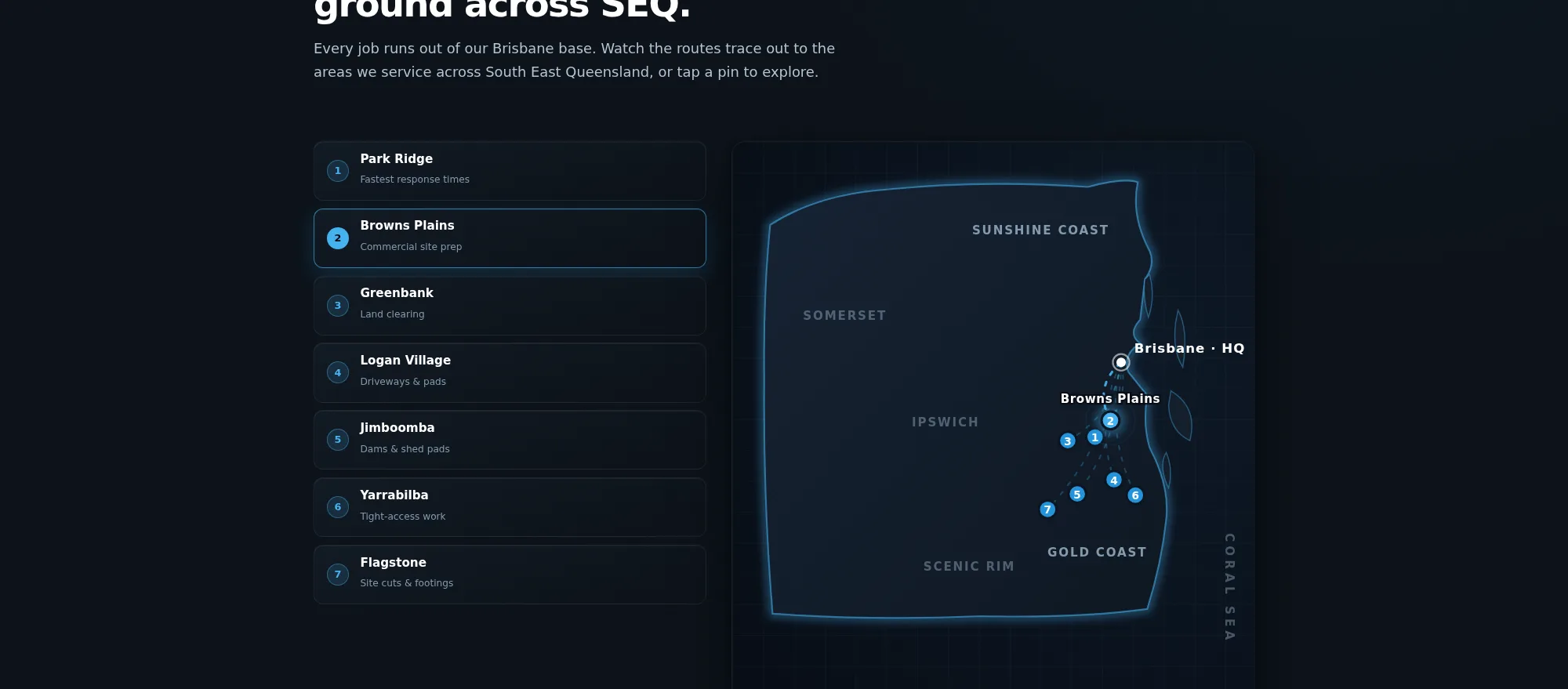L&V Civil Contracting interactive service area map