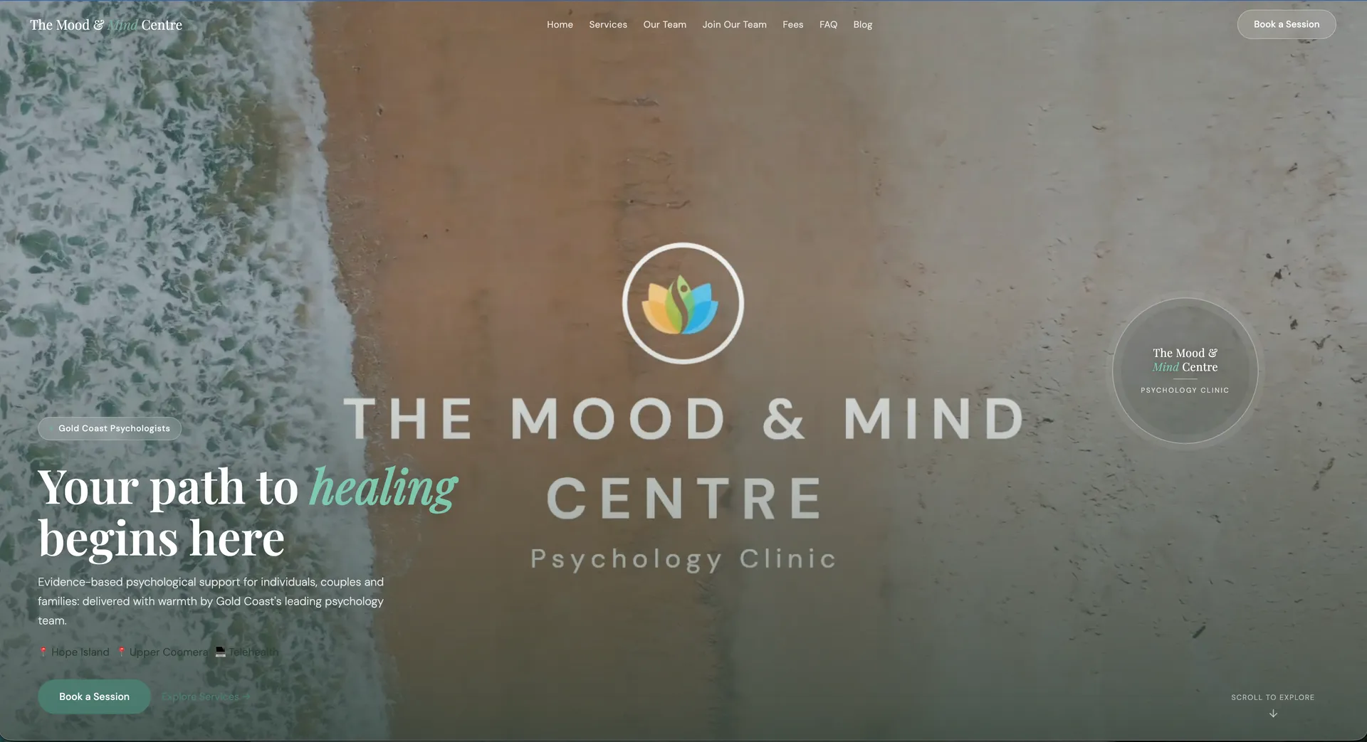 Mood & Mind Centre, psychology clinic website